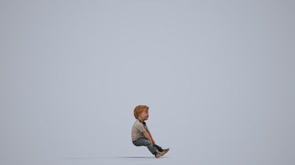photogrammetry 3D boy casual kids, realistic human model archviz FBX, side view render