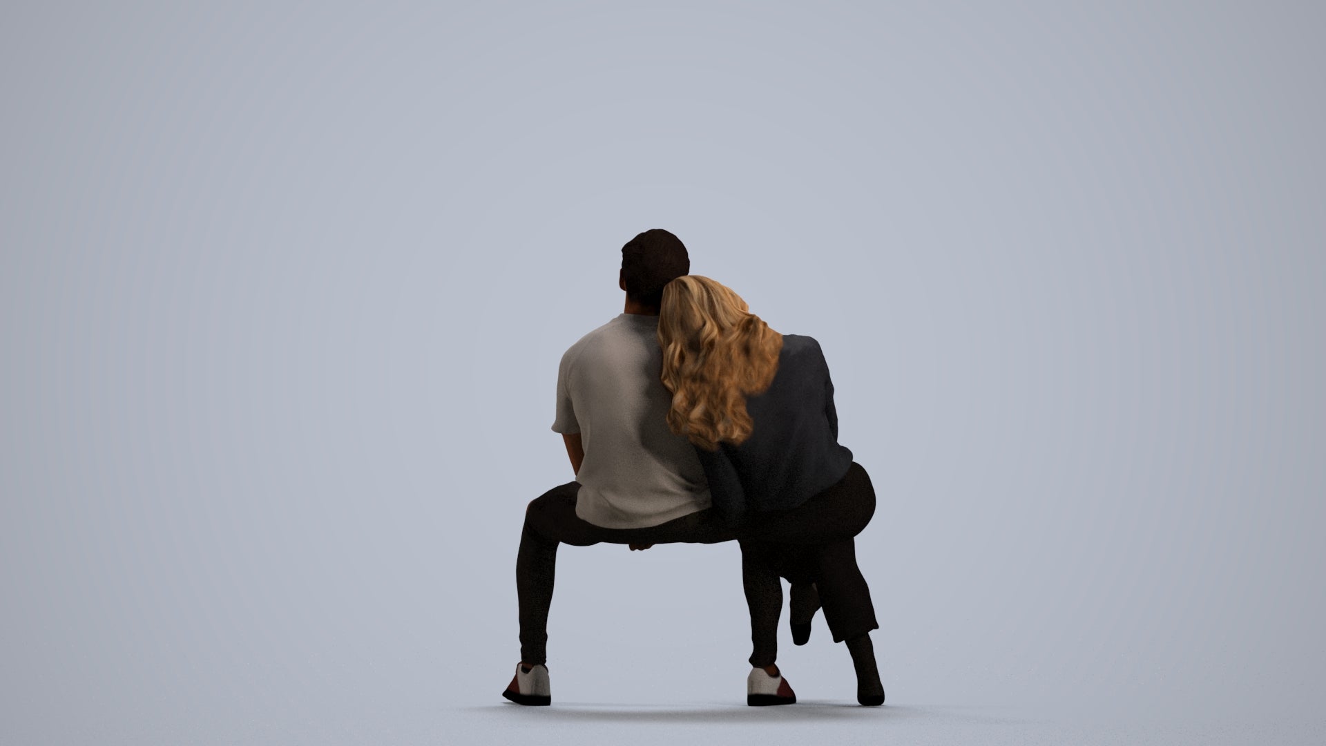 3D people model woman business couple, scanned human for 3ds Max rendering, front view render