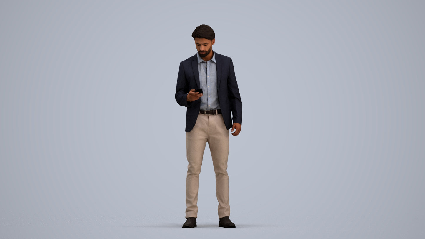 realistic 3D human man business, archviz people FBX OBJ for Blender, standing pose render