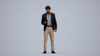 realistic 3D human man business, archviz people FBX OBJ for Blender, standing pose render