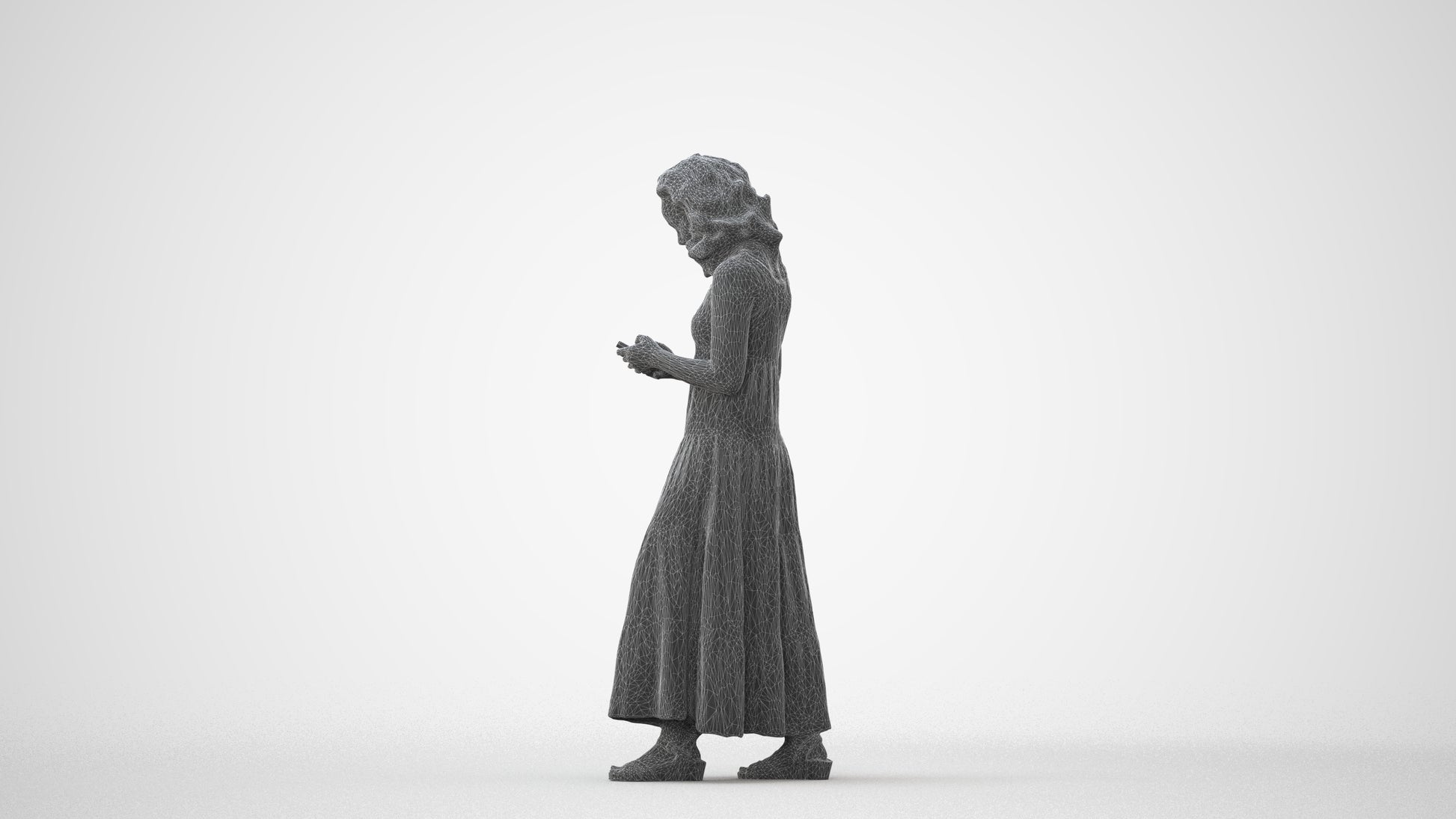 scanned 3D woman casual standing, photogrammetry people for Enscape and V-Ray, square thumbnail