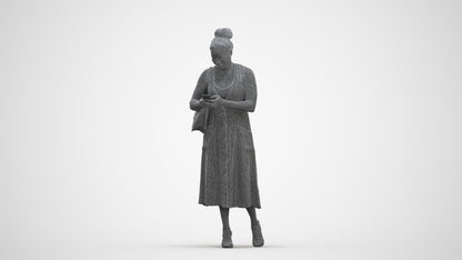 realistic 3D woman casual standing, scanned archviz people for Blender and 3ds Max, three-quarter front view render