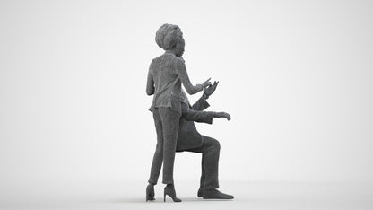 realistic 3D people woman business, render-ready for V-Ray and Corona, FBX OBJ, wireframe side view