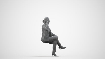 photogrammetry 3D woman business, realistic human model archviz FBX, wireframe side view