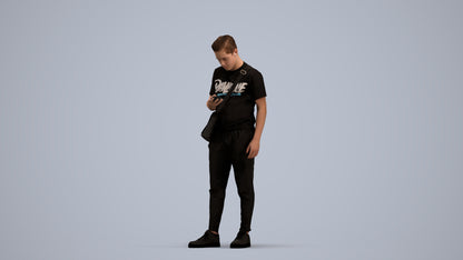 realistic 3D boy casual kids, scanned archviz people for Blender and 3ds Max, standing pose render