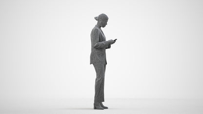 scanned 3D woman business, photogrammetry people for Enscape and V-Ray, wireframe side view