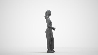 photogrammetry 3D girl casual kids, realistic human model archviz FBX, wireframe side view