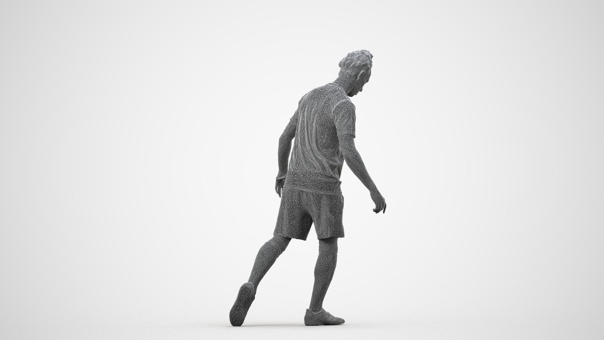 realistic 3D people man sport, render-ready for V-Ray and Corona, FBX OBJ, wireframe side view