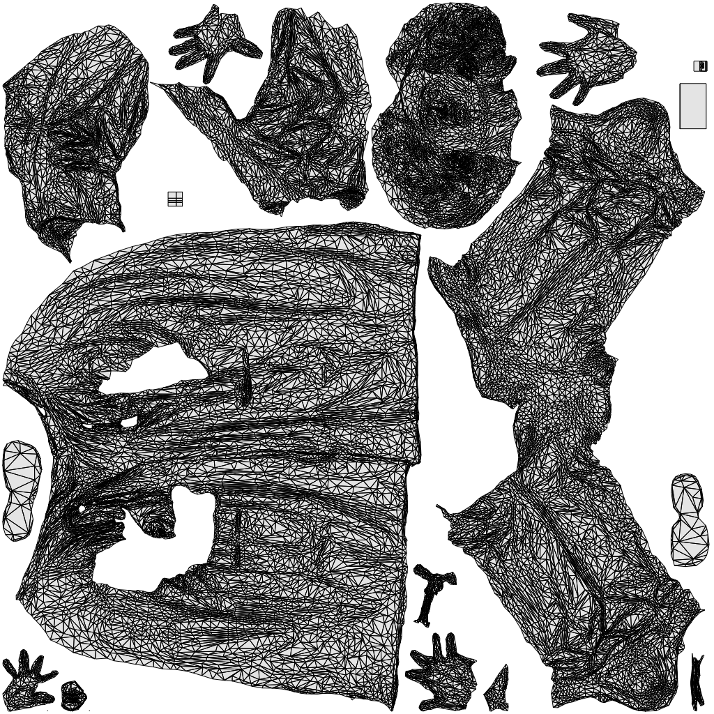3D human model man medical, photogrammetry scanned person for archviz, wireframe top-down view