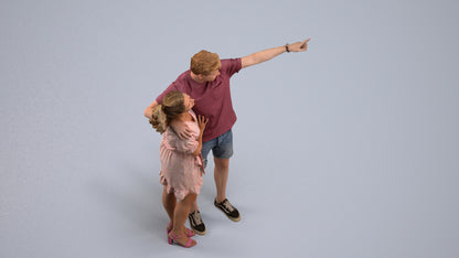 scanned 3D woman casual couple, photogrammetry people for Enscape and V-Ray, back view render