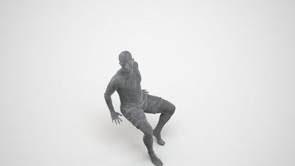 3D people model man pool, scanned human for 3ds Max rendering, wireframe three-quarter view