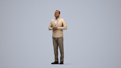 3D scanned man standing business, photorealistic archviz people for Enscape and SketchUp, top-down view render