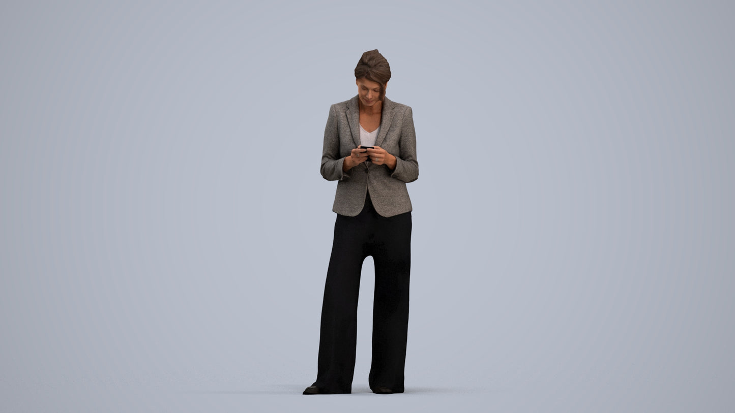 realistic 3D woman business, scanned archviz people for Blender and 3ds Max, standing pose render