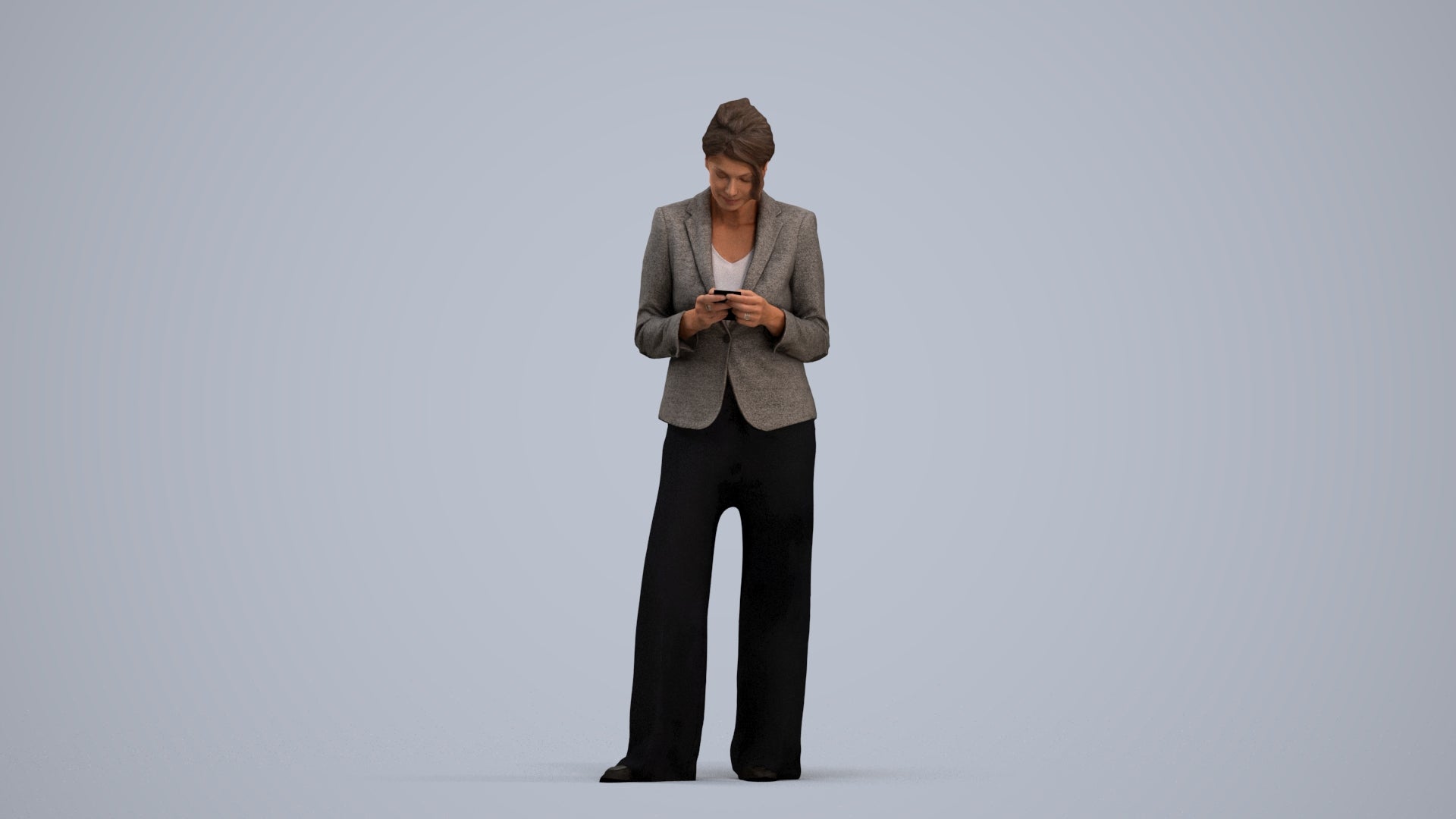 realistic 3D woman business, scanned archviz people for Blender and 3ds Max, standing pose render