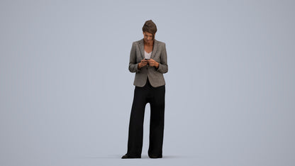realistic 3D woman business, scanned archviz people for Blender and 3ds Max, standing pose render