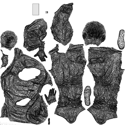 3D people model boy casual kids, scanned human for 3ds Max rendering, wireframe top-down view