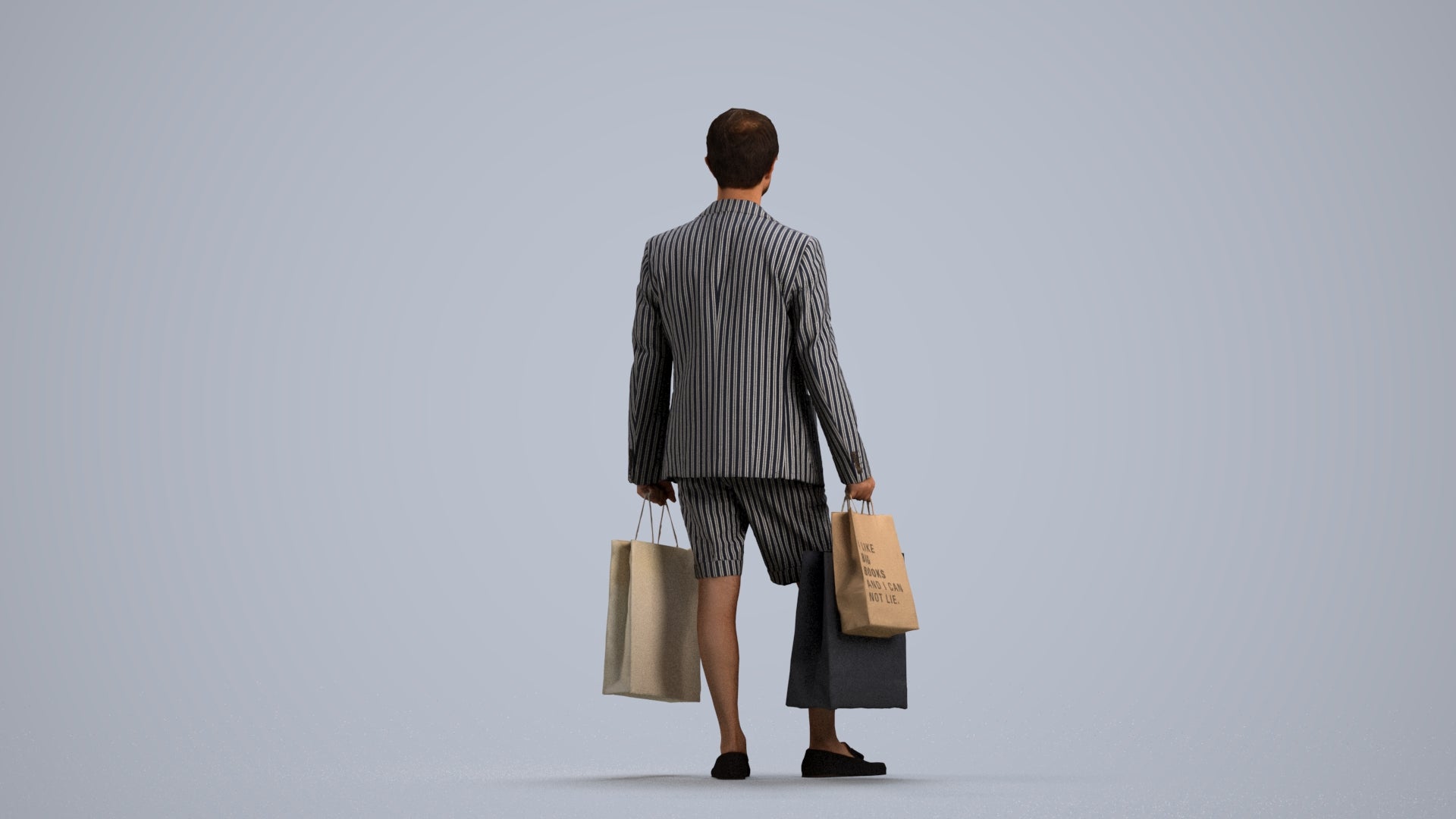 photogrammetry 3D man business shopping, realistic human model archviz FBX, front view render