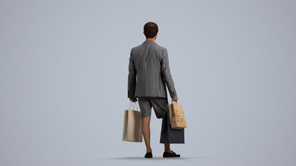 photogrammetry 3D man business shopping, realistic human model archviz FBX, front view render