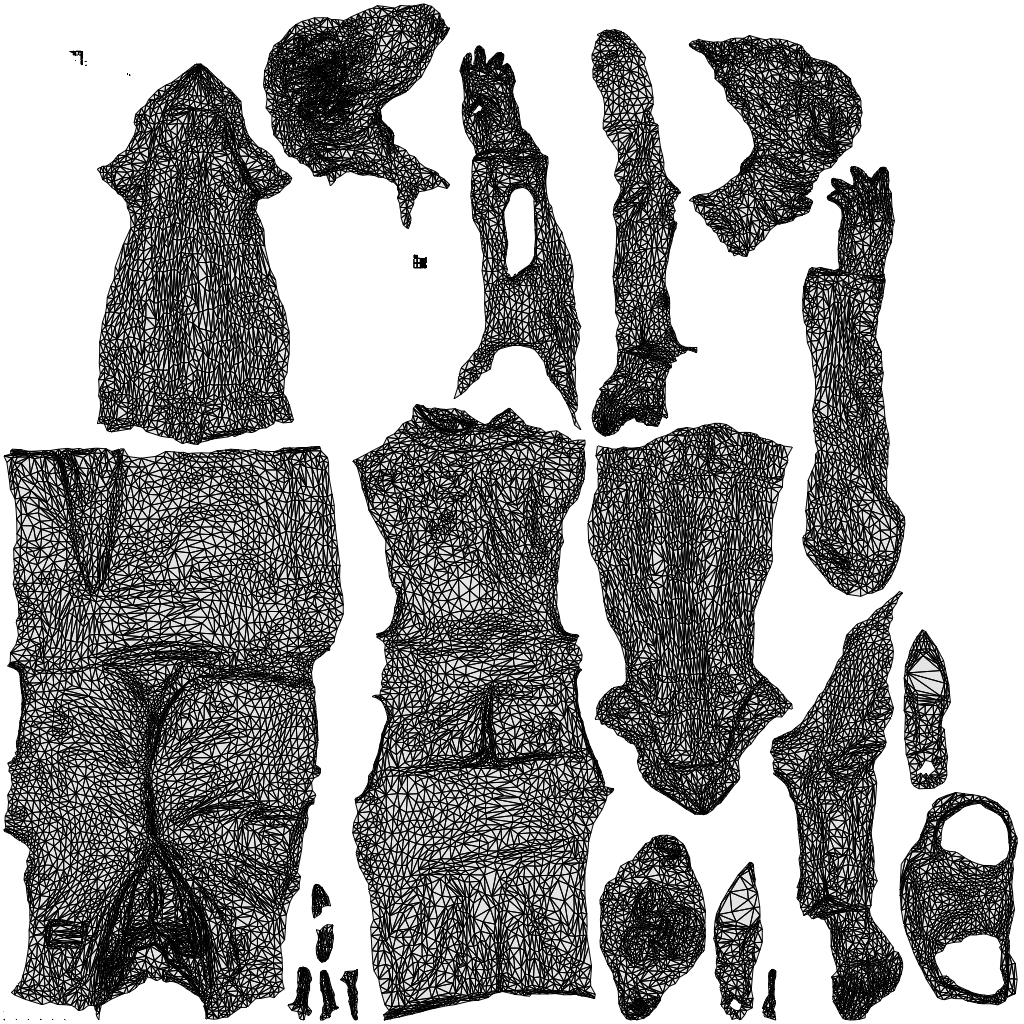 3D people model woman hospitality, scanned human for 3ds Max rendering, wireframe top-down view