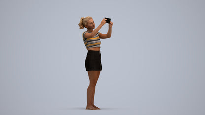 3D human model woman casual standing, photogrammetry scanned person for archviz, standing pose render