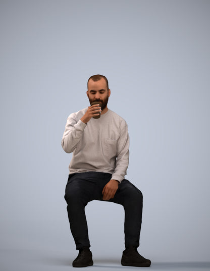 3D people model man casual sitting, scanned human for 3ds Max rendering
