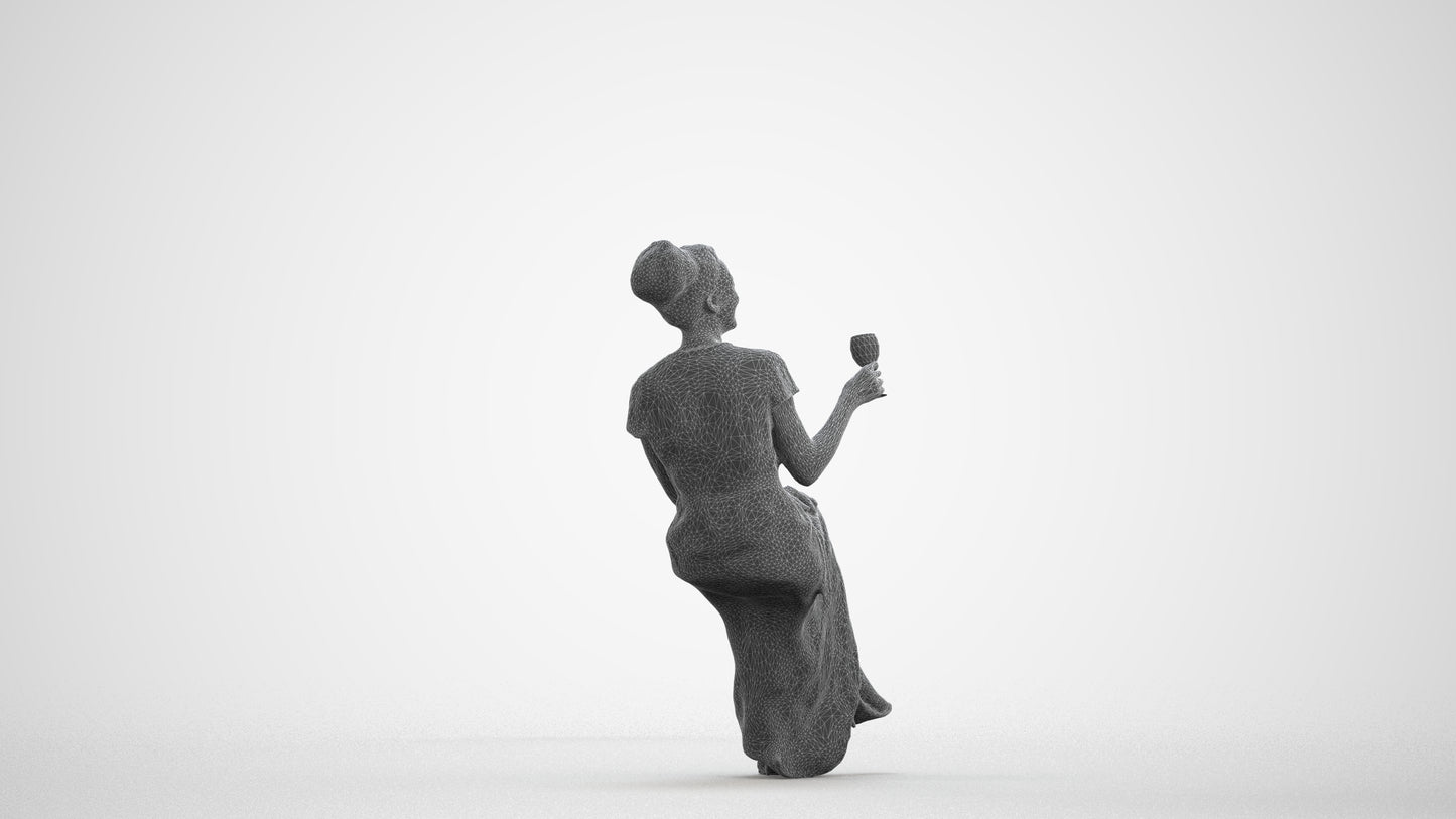 scanned 3D woman formal formalaffairs, photogrammetry people for Enscape and V-Ray, wireframe front view