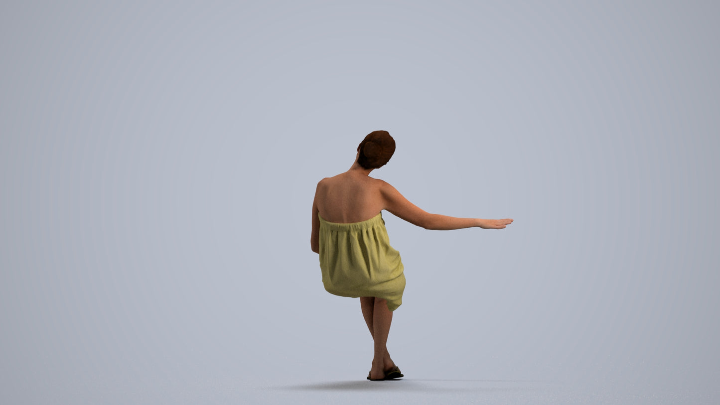photogrammetry 3D woman casual bathroom, realistic human model archviz FBX, front view render