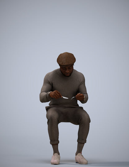 realistic 3D man casual sitting, scanned archviz people for Blender and 3ds Max