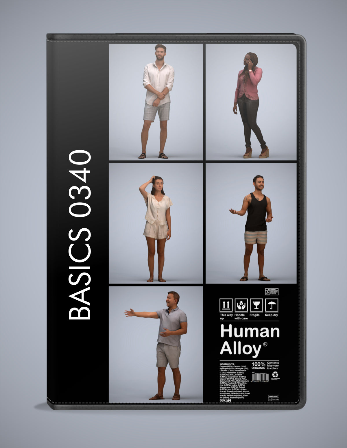 3D human models standing bundle, 5 photogrammetry scanned people for archviz