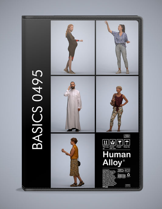 5 3D scanned people standing, photorealistic archviz pack for Enscape and SketchUp