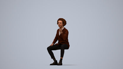 realistic 3D people man business sitting, render-ready for V-Ray and Corona, FBX OBJ, top-down view render