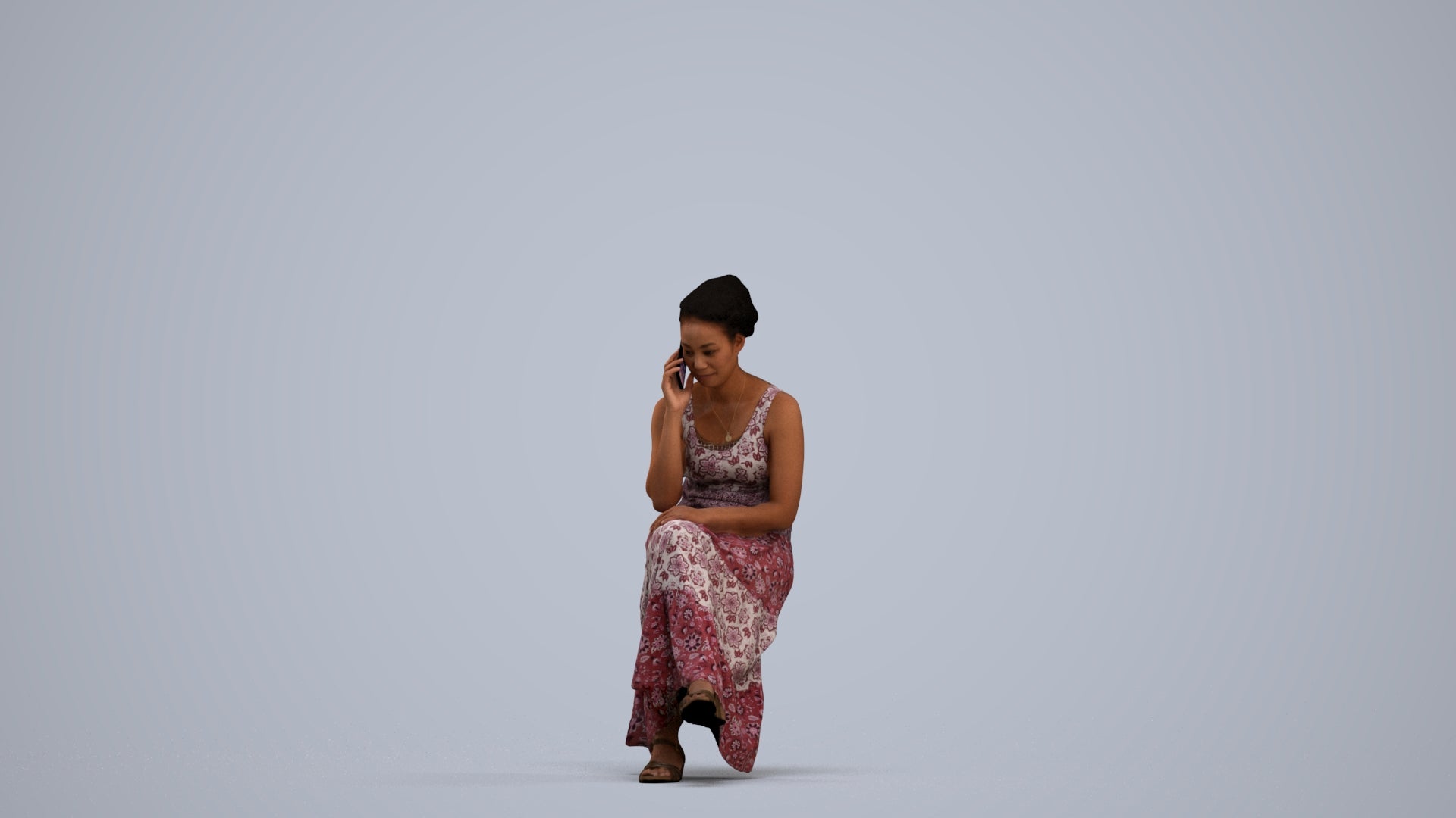 realistic 3D human woman casual sitting, archviz people FBX OBJ for Blender, standing pose render