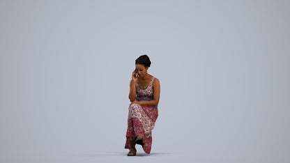 realistic 3D human woman casual sitting, archviz people FBX OBJ for Blender, standing pose render