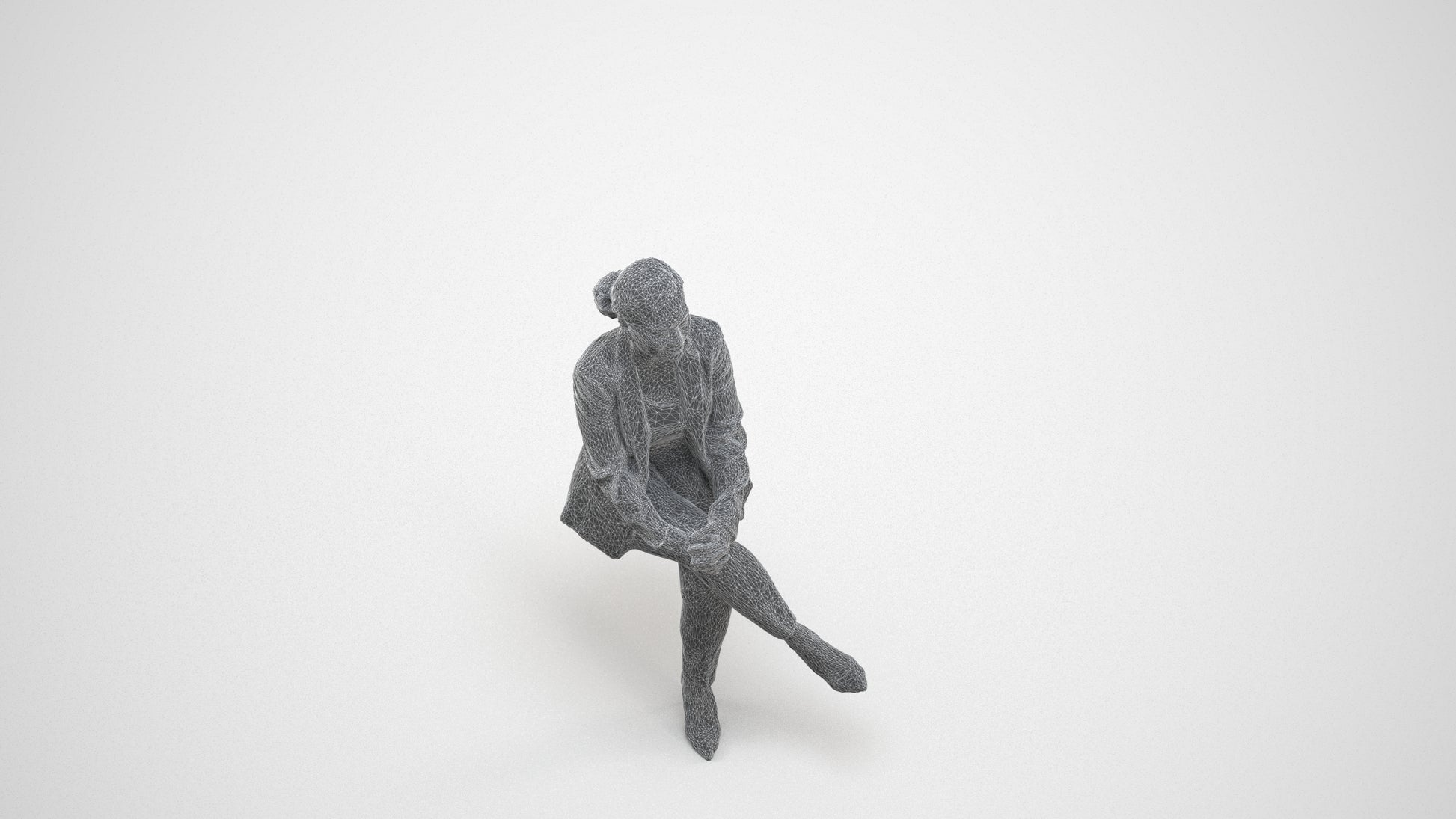 realistic 3D people woman business, render-ready for V-Ray and Corona, FBX OBJ, wireframe three-quarter view