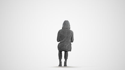 realistic 3D human woman business, archviz people FBX OBJ for Blender, wireframe front view