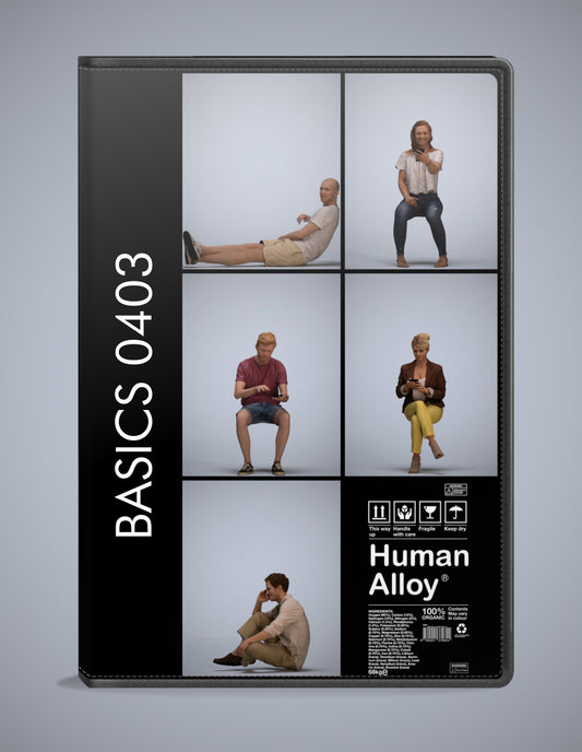 realistic 3D humans sitting pack, 5 archviz people FBX OBJ for Blender
