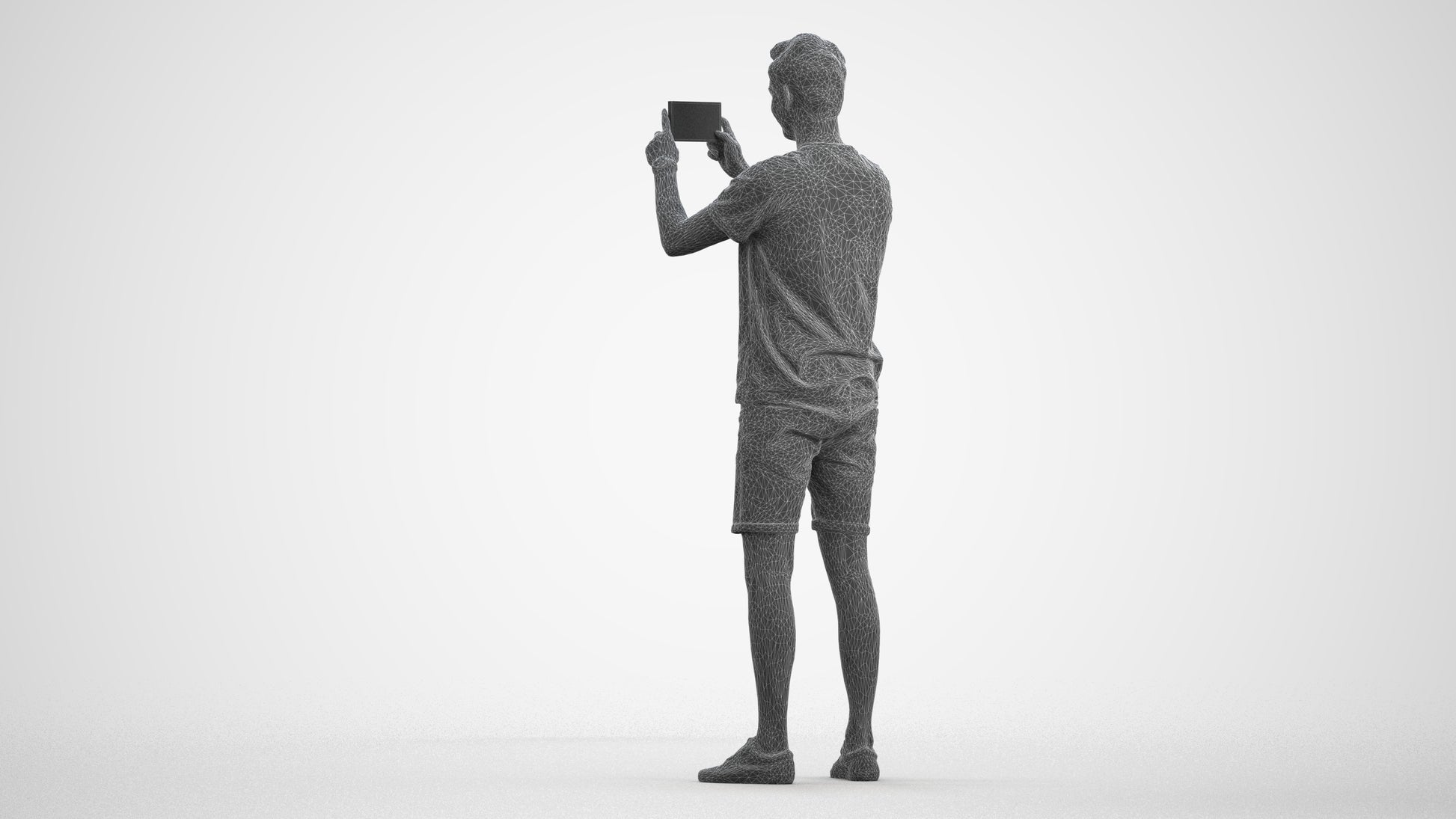 realistic 3D people man casual standing, render-ready for V-Ray and Corona, FBX OBJ, wireframe front view