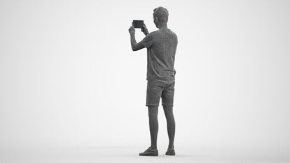 realistic 3D people man casual standing, render-ready for V-Ray and Corona, FBX OBJ, wireframe front view