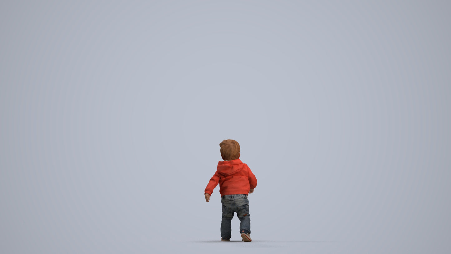 realistic 3D human boy casual kids, archviz people FBX OBJ for Blender, front view render