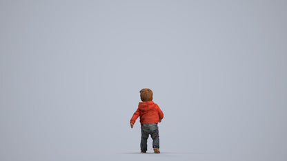 realistic 3D human boy casual kids, archviz people FBX OBJ for Blender, front view render