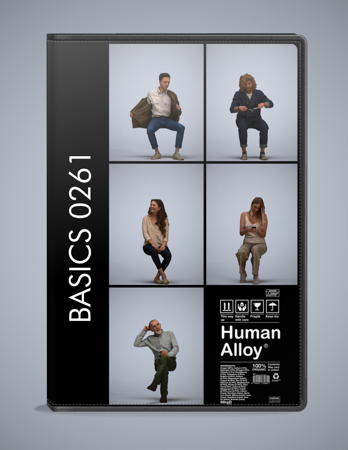 3D human models sitting bundle, 5 photogrammetry scanned people for archviz