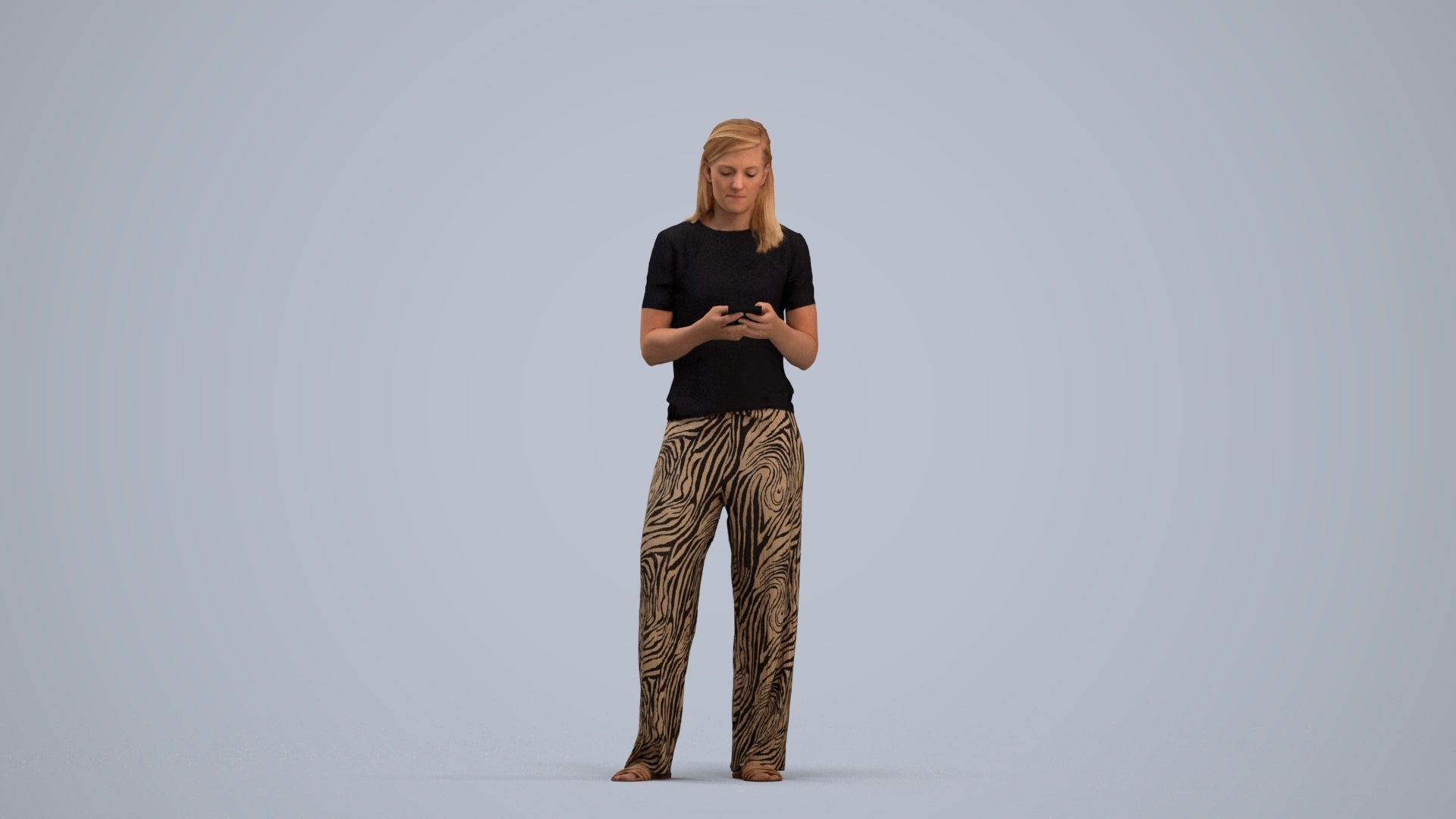 3D people model woman casual standing, scanned human for 3ds Max rendering, standing pose render