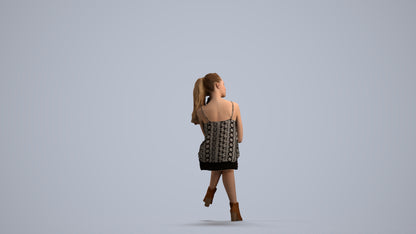 realistic 3D people girl casual sitting, render-ready for V-Ray and Corona, FBX OBJ, front view render