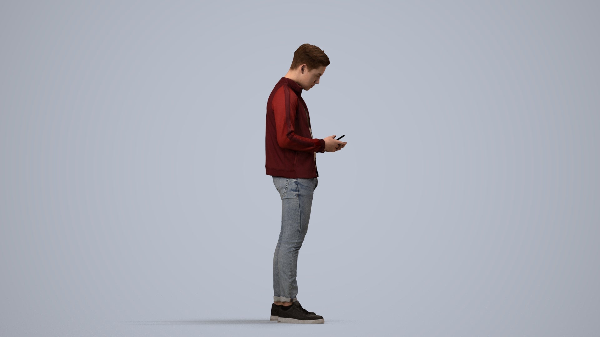 scanned 3D boy casual kids, photogrammetry people for Enscape and V-Ray, side view render