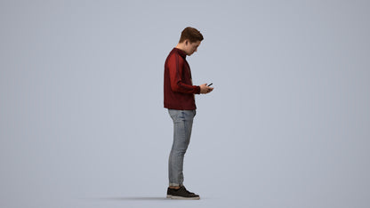 scanned 3D boy casual kids, photogrammetry people for Enscape and V-Ray, side view render