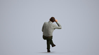realistic 3D people senior man casual sitting, render-ready for V-Ray and Corona, FBX OBJ, front view render
