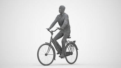 3D scanned man cycling business, photorealistic archviz people for Enscape and SketchUp, three-quarter front view render