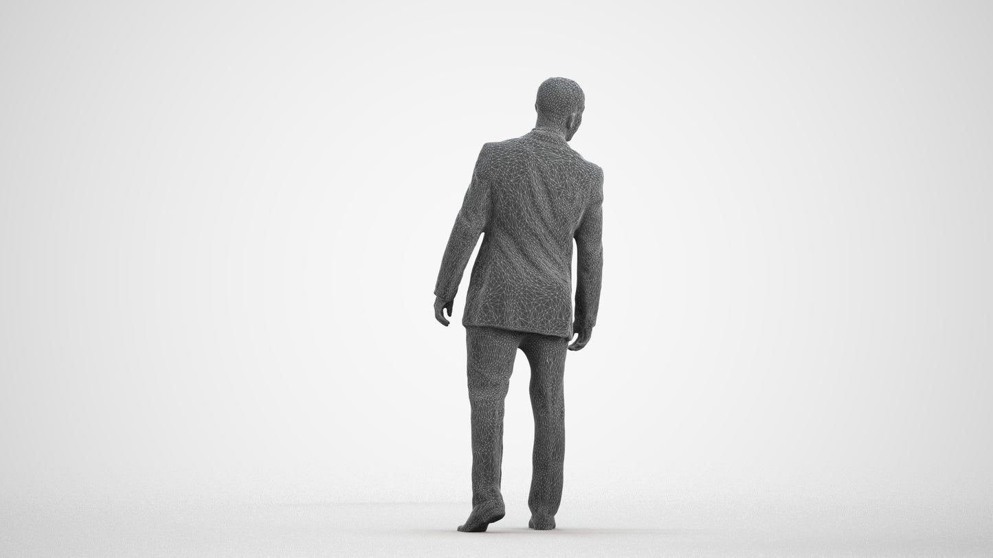 photogrammetry 3D man business, realistic human model archviz FBX, wireframe front view