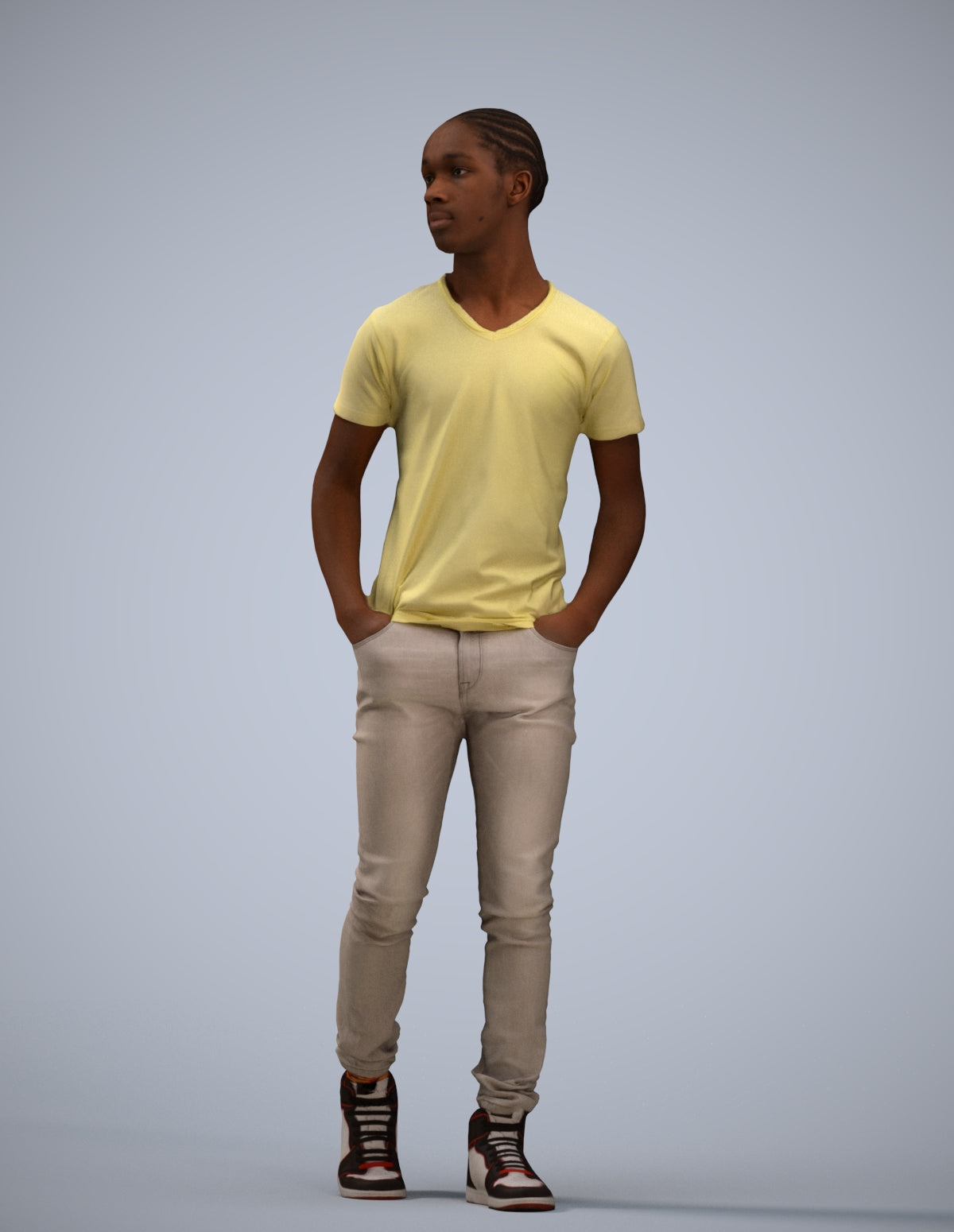 3D human model boy casual kids, photogrammetry scanned person for archviz