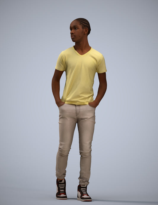 3D human model boy casual kids, photogrammetry scanned person for archviz